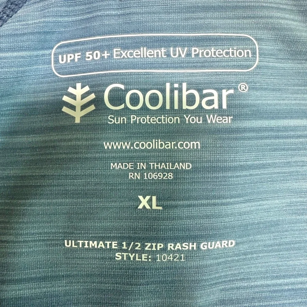 COOLIBAR Ultimate 1/2 Zip Rash Guard Blue UPF‎ 50+ UV Sun Protection Men's XL